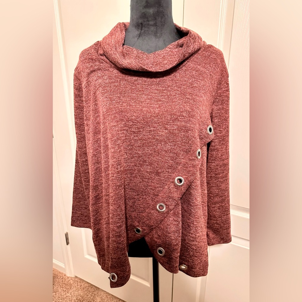 Red Cowl Neck Sweater with Relaxed Fit